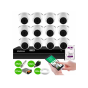 Kit 12 Câmeras Intelbras VHD 1120 Dome G7 HD 720p, Lente 2.8mm, Visão Noturna 20m + DVR Intelbras MHDX 1316 Full HD 16 Canais Multi HD + HD 1TB