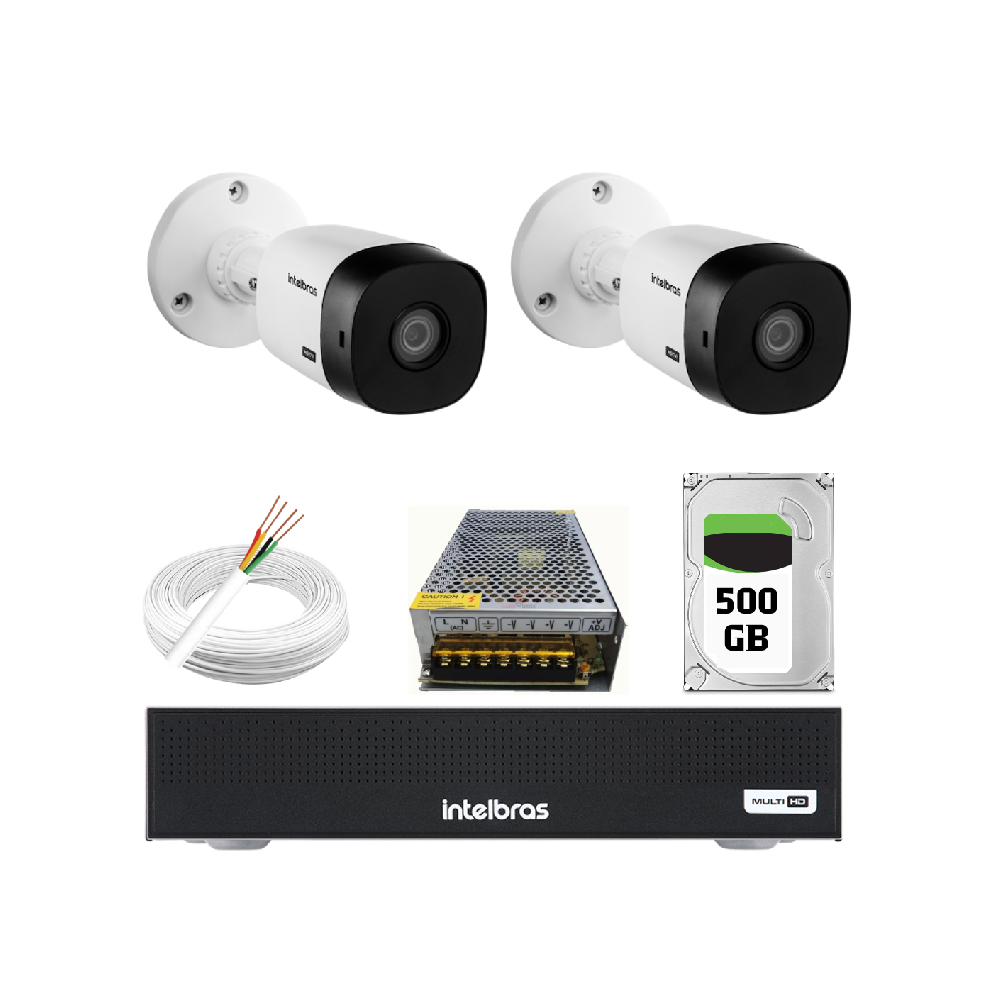 Kit 2 Câmeras Segurança Intelbras 1120B DVR 4 Canais Com HD Completo